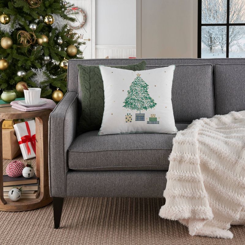 18&#34;x18&#34; Holiday Christmas Tree Indoor Square Throw Pillow - Mina Victory, 6 of 9