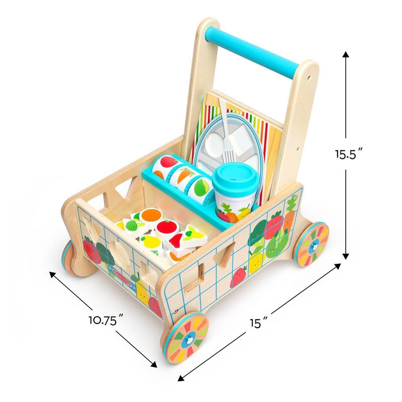 Melissa &#38; Doug Wooden Shape Sorting Grocery Cart Push Toy and Puzzles, 6 of 17