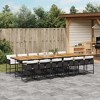 vidaXL 13-Piece Patio Dining Set - Compact Poly Rattan Outdoor Furniture with Black Chair Cushions and Acacia Wood Table - 2 of 4