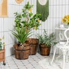 Costway 3 pcs Wooden Planter Barrel Set Decorative Flower Bed Multiple Size - 2 of 4