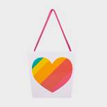 8"x8" Square Paper Valentine's Day Stripe Heart Decorative Bucket - Spritz™