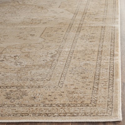 Cream Hand-knotted Round Viscose Area Rug
