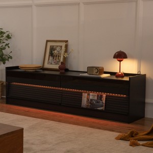 Mirod Modern TV Stand with Ample Storage,4 Drawer Design with Tempered Glass ,Built-in Charging Ports and Ambient LED Lighting - 1 of 4
