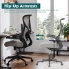 Mesh Breathable  Backrest Computer Chair With Lumbar And Back Support,Adjustable Height Flip-Up Armrests Home Office Chair-Cuddlewood - 4 of 4