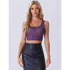 Allegra K Women's Sheer Mesh Scoop Neck Glitter Stars Sleeveless Party Crop Tank Top - 4 of 4