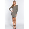 Slickblue Womens Long Sleeve V-Neck Rib Mini Dress, Notched Collar Knit Sweater Dress, Sage Green, Size S-L - 3 of 4