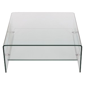 Atticus Tempered Glass Coffee Table: Christopher Knight Home, Square Shape, Shelf Storage - 1 of 4