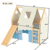 TIRAMISUBEST Twin/Full Size Kids Open House-Shaped Bed Frame with Tents, Loft Bed with Ladder, Slide & LED Lights - 4 of 4