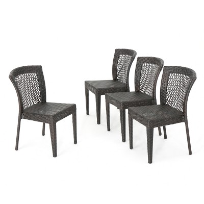 Dusk 4pk Wicker Stacking Dining Chairs - Brown - Christopher Knight Home