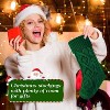 Aoibox 1 Piece 18 Inch Large Green Knitted Christmas Stocking Double Sided Pattern for Fireplace Holiday Party Home Decoration - 2 of 4