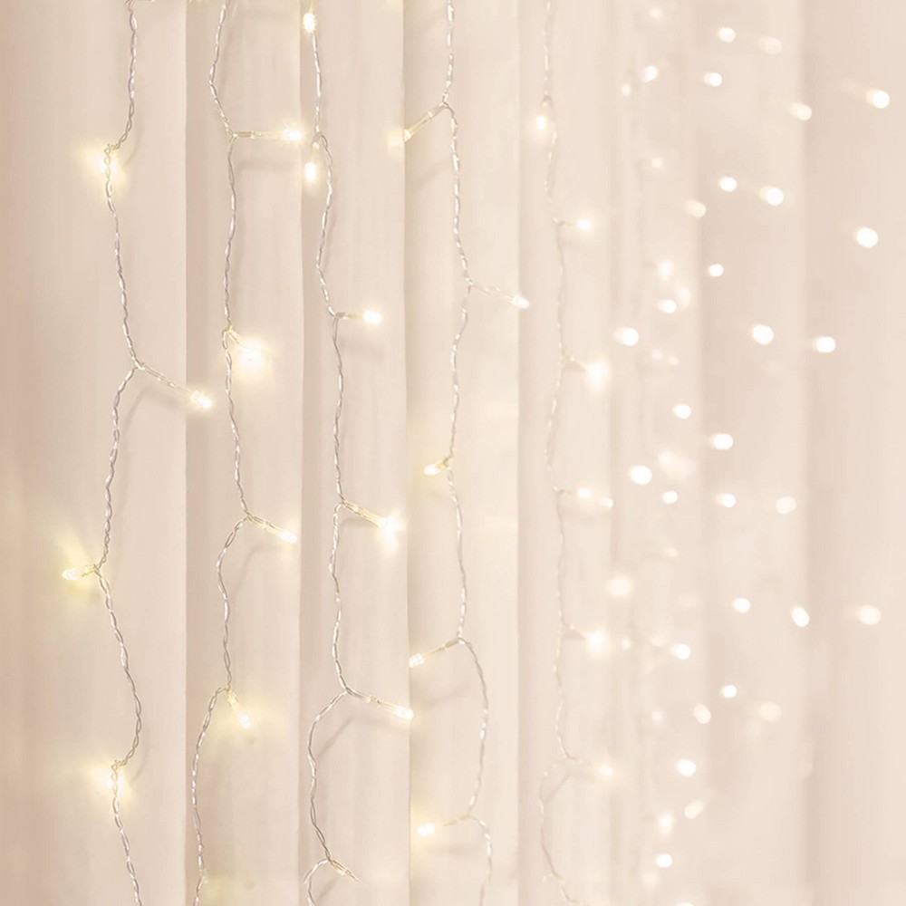 Photos - Floodlight / Street Light 5' x 3.5' LED Curtain String Lights Warm White - West & Arrow: Indoor Twinkling Miniature Decor, USB or Battery Powered