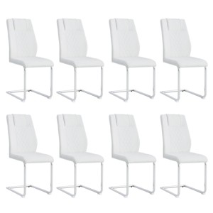 Set of 8 Faux Leather Dining Chairs with High Back and Chrome Legs,Modern Upholstered Chairs for Living Room-The Pop Home - 1 of 4