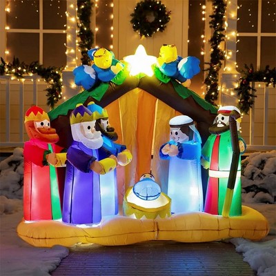 Joiedomi 6 Ft Long Christmas Nativity Scene With Angels Inflatable ...