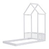 Sapphtopaz Twin Size Floor Bed Frame for Kids with House-Shaped Roof Headboard and Semi-Fence Wood Bed Frame for Kids Room, Playroom, Nursery - 2 of 4