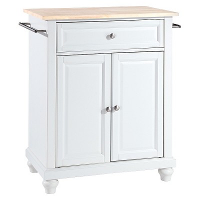 Cambridge Natural Wood Top Portable Kitchen Island White - Crosley