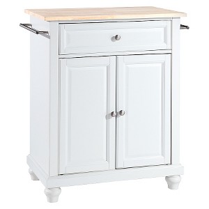 Cambridge Natural Wood Top Portable Kitchen Island White - Crosley - 1 of 4