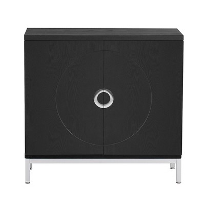 Simple Storage Cabinet - Solid Wood Veneer & Metal Frame for Living Room, Entryway, Dining Room
