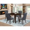 5-Piece Mahogany Finish Solid Wood Top - Rectangular Upholstered Dining Room Set  - Seats 4 - 2 of 4