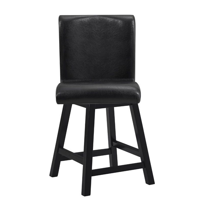 Hillshaw 24" Faux Leather Counter Stool in Dark Brown (Set of 2) - Lexicon, 4 of 7