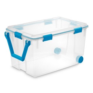 Sterilite 120qrt. Multipurpose Clear Plastic Storage Container Box with Latching Lids and 2 Rear Wheels - 1 of 4