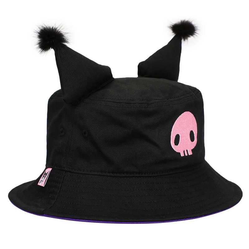 My Melody Kuromi Inspired Black unisex Bucket Hat with ears, 3 of 7