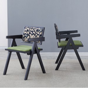 2 dining chairs, black, made of rubber wood solid wood, medieval style, armrest solid wood dining chair - 1 of 4