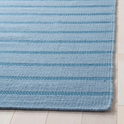 Handwoven Blue Wool 6' x 6' Square Area Rug