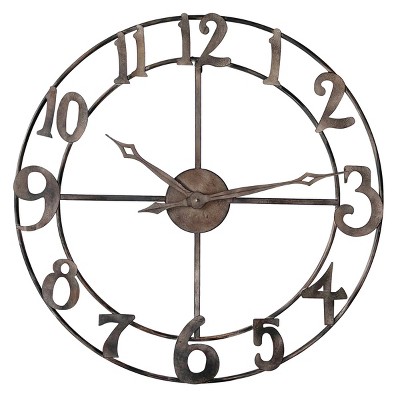 Rustic Pewter 34" Round Metal Wall Clock