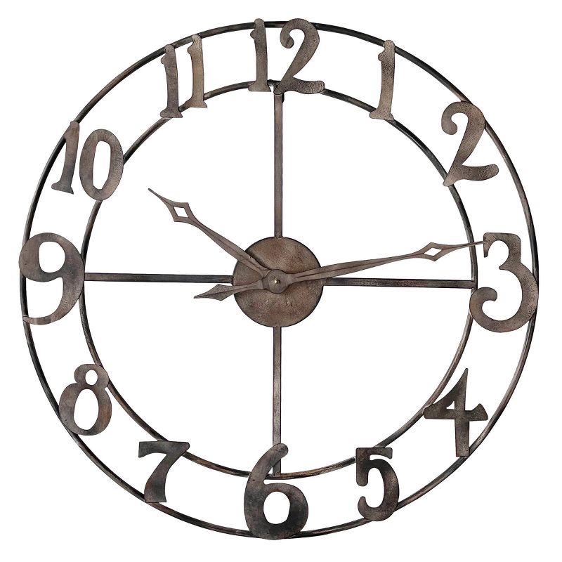 Rustic Pewter Metal Wall Clock Gray - StyleCraft, 5 of 6