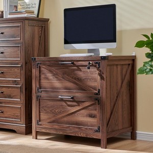SinCiDo Farmhouse File Cabinet 2 Drawer w/Lock, Home Office Lateral Filing Cabinet Compatible Legal Letter A4 F4 Size Documents - 1 of 4