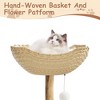 Modern Cat Tree with Basket, Real Wood Climbing Tower for Large Cats Up to 22Lbs, Natural Rattan and Sisal Scratching Perch for Indoor Cats - 4 of 4