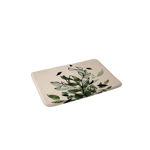 Aleeya Jones Leaves Memory Foam Bath Rug Green/Black - Deny Designs - image 1 of 3