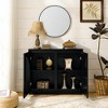Lyngins Elegant Curved Openwork Sideboard Cabinet, 2 Outlet Holes, Modern Fluted Buffet Cabinet, Storage Cabinet/Narrow Side Cabinet for Living Room - 3 of 4