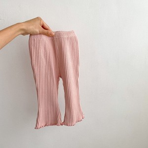 MyKids-USA Baby Girl Solid Color Wooden Ear Design Soft Cotton Pants - 1 of 4