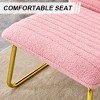 Modern Sofa Chair, Single Plush Fabric Sofa Chair With Metal Legs, Minimalist Comfortable Single Chairs For Living Room, Pink - 4 of 4