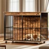 Okak Indoor Dog Crate with Strudy Metal Frame, Large Dog Kennel with Wheels and Tray, Dog Cage for Medium and Large Dogs, Walnut+Black - 2 of 4