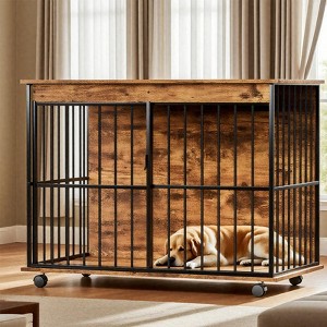 Dog Crate Furniture , Large Dog Cage Furniture with Tray for Medium Large Dogs, Wooden Dog Kennel Furniture - 1 of 4