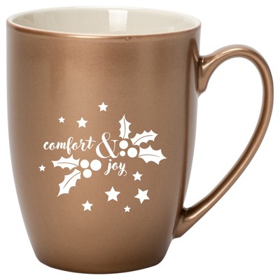 Elanze Designs Comfort & Joy Bronze 10 ounce New Bone China Coffee Cup Mug