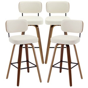 Bekrvio 26"/29” Swivel Bar Stools Set of 4, Upholstered Faux Leather Barstools with Back, Bar Chairs Island Stools for Kitchen Counter - 1 of 4