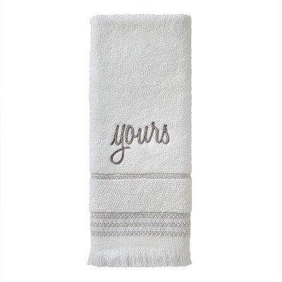 White Cotton Mine and Yours Embroidered Hand Towel Set