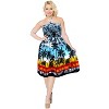 LA LEELA Women's House Daily Routine Evening Wear Boho Backless Smocked Mini Flowy Dress Tube Top Strapless Dresses for Women One Size Gray, Tree - 3 of 3