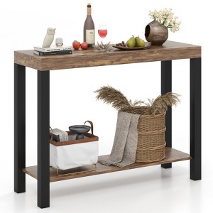 Tangkula 2-Tier Home Bar Table w/ Open Shelves Sofa Side Table w/ Storage for Home - 1 of 4