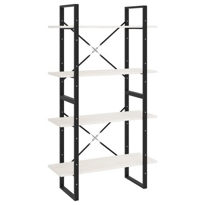 vidaXL 4-Tier Book Cabinet White 31.5"x11.8"x55.1" Solid Pine Wood