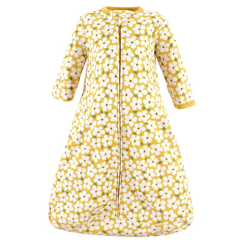 Hudson Baby Infant Girl Cotton Long-Sleeve Wearable Sleeping Bag, Sack, Blanket, Sage Floral Long Sleeve, 3 of 5