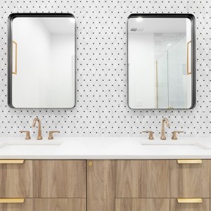 Rectangular Wall Mounted Bathroom Mirror, 24x36 Inch Vanity Mirror, Black, One Size, Ideal for Bathroom, Bedroom, Living Room Wall Decor - 1 of 4