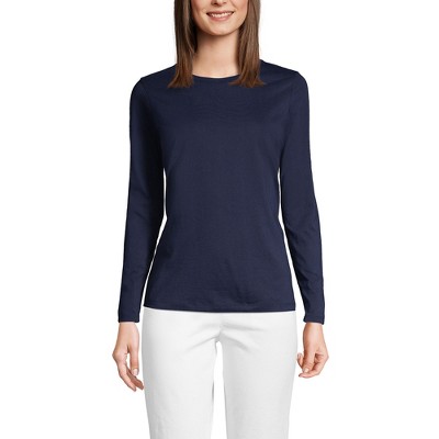 Lands' End Women's Relaxed Supima Cotton Long Sleeve Crew Neck T-Shirt