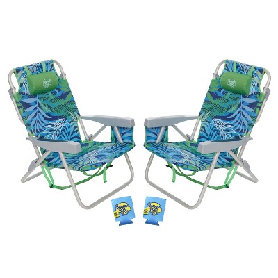 Banana Boat 2-Pack Lightweight Backpack 5-Position with Lay Flat Folding Beach Chair – with FREE Thermal Drink Sleeve for Cold Drinks