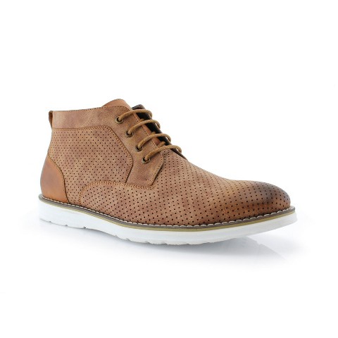 Polar Fox Mens Walker MPX506055 Mid-Top Perforated Casual Chukka Sneaker Boots, in Brown, Size 12