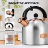 Itopfox Whistling Tea Kettle with Ergonomic Handle - Premium Stainless Steel Stovetop Teapot, Vintage Design with Composite Base, Compatible Silver - 2 of 4