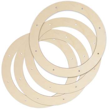 Bright Creations 4-Pack Wooden Wreath Frames for Crafts, 11.5" Outer Diameter Unfinished Floral Hoop Rings (0.2" Thick)